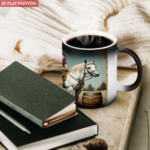 Taza Festiva para Clientes Empresariales, 11 oz, Cerámica Negra Esmerilada, Sensible al Calor, Taza Blanca - Product Image 3
