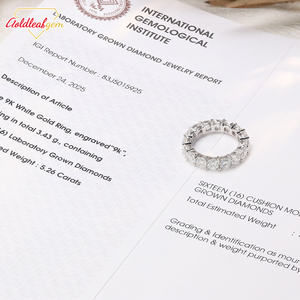 Anillo de Joyería Goldleaf con Certificado IGI, Oro Blanco de 9K, Corte Cojín de 4*4mm, Diamante Cultivado en Laboratorio DEF VVS - Product Image 5