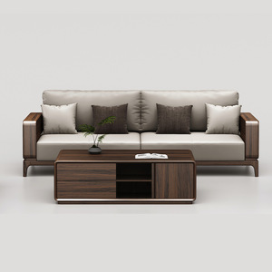 Dazhang Jiaju Modern Walnut Wood Sofa <b>U</b> Shape Removable Washable Storage <b>Living</b> Room Furniture - Product Image 3