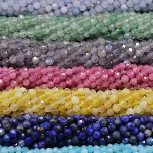 Wholesale 3mm Natural Stone Faceted Loose Beads Gemstone Diy Accessories Tassel Small Round Bead For Necklace Bracelet Making