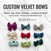 Noeuds pour chiens en velours de luxe personnalisés, double couche, en peluche, style marin, avec collier, pour chiens, chats, accessoires cadeaux pour animaux de compagnie, usine OEM