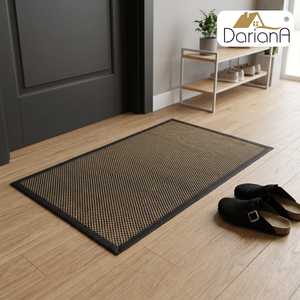 DarianA Rectangle Door <b>Mat</b> Geometric Pattern Non-Slip Rubber Backing Flat Weave Modern Style Black 45x75cm - Product Image 1