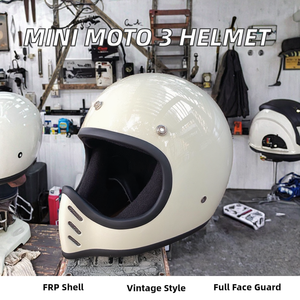 Mini Moto 3 retro cổ điển đầy đủ mặt xe máy Mũ bảo hiểm với FRP sợi thủy tinh nhanh chóng phát hành đóng cửa Điều kiện Mới - Product Image 3