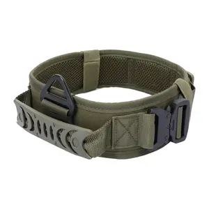 Pet 1000D Nylon Secure Heavy Duty Metal Buckle Training k9 Tactical Dog Collar with Control Handle
