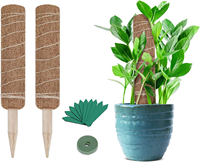 Poteau en mousse naturelle pliable avec manche en bois pour plantes grimpantes, support écologique pour jardin domestique, vente en gros