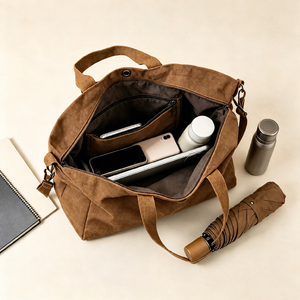 Bolsa de Mano de Lona de Algodón con Logotipo Personalizado <span class=keywords><strong>para</strong></span> <span class=keywords><strong>Mujer</strong></span>, con Correa de Hombro Ajustable, Gran Capacidad, Múltiples Bolsillos, Bolsa de Hombro Cruzada - Product Image 3
