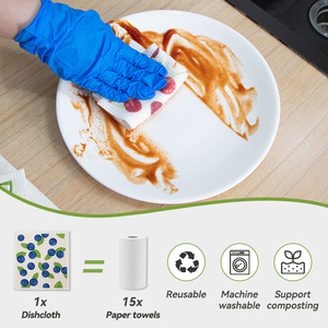 Chiffons à vaisselle suédois imprimés sur mesure, serviettes de nettoyage écologiques pour la cuisine, chiffons en éponge de cellulose à séchage rapide - Product Image 2