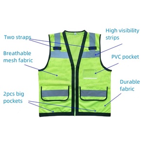 <span class=keywords><strong>Gilet</strong></span> de sécurité extérieur léger et respirant pour hommes, <span class=keywords><strong>maille</strong></span> réfléchissante haute visibilité, grande poche zippée SNV206 - Product Image 3