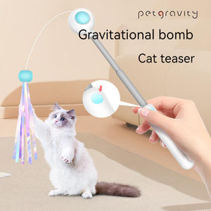 Nachhaltiges neues Design Interaktives Laser-Katzen spielzeug Dehnbarer Katzen-Teaser-Zauberstab mit Feder quasten Katzen spielzeugs tab - Product Image 3
