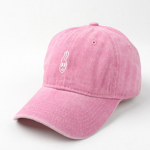 Gorra de Béisbol de Algodón Lavado con Bordado de Conejo, Unisex, Protección Solar para Exteriores - Product Image 4