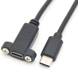 Cable DE DATOS USB 3,1 tipo C personalizado Cable de extensión macho a hembra con bloqueo de tornillo de montaje en panel con aislamiento de nailon de PVC PTFE - Product Image 2
