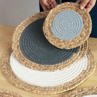 Napperons tissés en paille de coton Isolation thermique ronde Sous-verres de tasse Différents types Tapis de table à manger