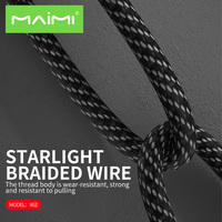 Maimi X62 Cable USB C con luz LED Cable trenzado de nailon Carga rápida de cobre puro negro para Iphone Cable cargador Micro tipo C