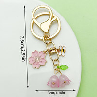 Belle fleur Sakura Designer porte-clés mignon papillon clé pendentif en Stock métal artisanat porte-clés pour les filles