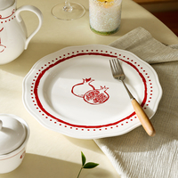 LovingHome Op Maat Gemaakte Fruit Chat Collectie Wegwerp Keramische Porseleinen Soepkommen Set voor Restaurant en Thuisgebruik, Vaatwasmachinebestendig