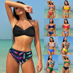 Women's <b>Bikini</b> Swimsuit 2 Piece <b>Set</b> Crossed Halter Twist Design For Swimming And Water Sports - Product Image 1