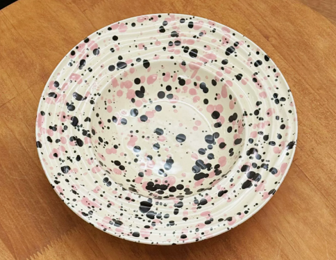 Bol et assiette à éclaboussures d'encre - 9 pouces de rose