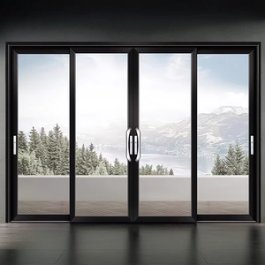 Three-Track Heavy-Duty Aluminum Sliding Door Double Tempered Glass Sound Insulation Narrow <b>Frame</b> <b>Large</b> Opening - Product Image 1