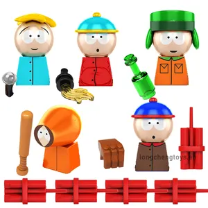 Kartun Anime South Park Butters Eric Kyle Broflovski Kenny McCormick Stan Marsh blok bangunan angka untuk mainan anak-anak KF6192