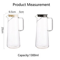 Carafe à eau en verre borosilicate de haute qualité 1300 ml, carafe en verre résistant à la chaleur avec couvercle filtrant pour jus de fruits froids, limonade, thé glacé