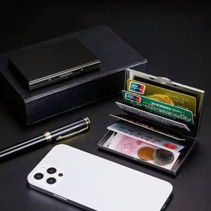 Wholesale Unisex Simple <b>Compact</b> Rfid Blocking Business Holder Custom Logo Anti-Theft Id Name Credit Card Case Promo Gift - Product Image 3