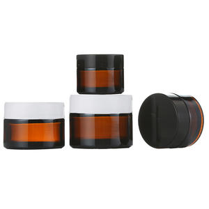 Prix d'usine fantaisie vide 2 oz 80ml 100 ml <span class=keywords><strong>4</strong></span> oz pot de bougie cosmétique en verre ambré à fond rond avec couvercle noir blanc (GJM02H) - Product Image 1