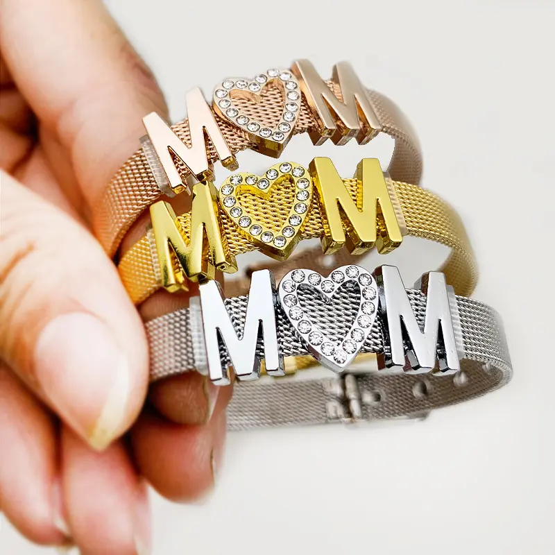 Lateefah OEM regalo per la festa della mamma cinturino per orologio in acciaio inossidabile MOM bracciale in acciaio al titanio multicolore per donna