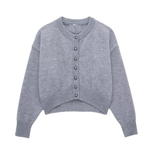 Dalang Women's Wool Short <b>Cardigan</b> Long Sleeve Knitted Sweater Single Breasted Loose Fit Medium <b>Thickness</b> - Product Image 5
