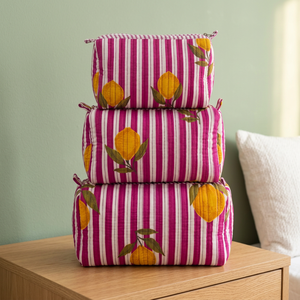 Pochette matelassée unisexe en coton écologique faite à la main, motif tulipe, pour rasoir et maquillage, avec fermeture éclair, style bohème floral, sacs cosmétiques - Product Image 3