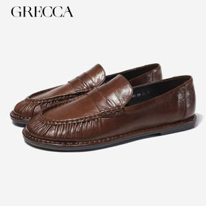 Comodi <span class=keywords><strong>mocassini</strong></span> piatti Slip-On da <span class=keywords><strong>donna</strong></span> nero e marrone suola in vera <span class=keywords><strong>pelle</strong></span> morbida da indossare ogni giorno - Product Image 2