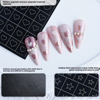 Stiker Nail Art Hollow Out Baru, Template Cat Semprot Dua Fungsi, Dekal Nail Art Hati dan Langit Berbintang untuk Lukisan Gradasi