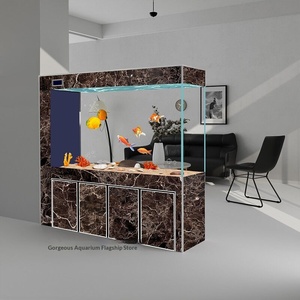 Aquarium Moderne Grand Format sur Pied pour Poissons Rouges, <span class=keywords><strong>Verre</strong></span> Ultra-Clair, Modèle 2026, <span class=keywords><strong>Filtration</strong></span> par le Fond, Sans Besoin d'Eau, Idéal Salon - Product Image 4