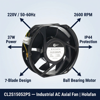 Ventilateur axial AC 172 mm 220 V 2600 tr/min à haut débit d'air avec connecteur pour armoire industrielle, machine de soudage, CVC