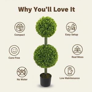 Produit phare transfrontalier : Boule de gazon artificielle en buis à feuilles de Milan, double vert, persistante toute l'année, pour jardin intérieur - Product Image 2