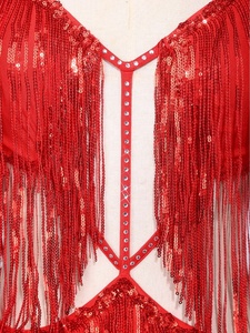 Vestido de baile de salón competitivo al por mayor para mujer, mono brillante con flecos para danza del vientre, tango y cha-cha. - Product Image 3