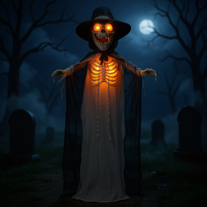Espeluznante Esqueleto de Bruja Animado de Halloween con Ojos Iluminados, Sonido de Gemidos en el Pecho, Decoración Festiva - Product Image 2