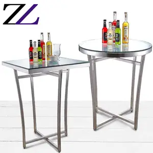 Party catering event decor high tables bar wine beer drink steel display stand glass-tabletop outdoor banquet hall buffet table