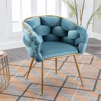 Sillón de Terciopelo de Lujo, Moderno, Tapizado, con Patas de Metal Dorado, Plateado o Negro, para Sala de Estar, Muebles de Hotel