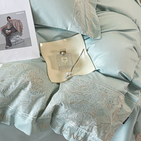 Ensemble de literie de luxe de haute qualité en coton pur tricoté 300 fils, style européen et américain, comprenant une housse de couette et un drap.