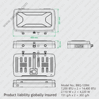Barbecue portable pliable personnalisé à 2 brûleurs au propane et au butane, robuste, mini barbecue, cuisinière à gaz pour le camping en plein air