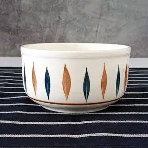 Mangkuk Saji Bentuk Modern Keramik Laris Mangkuk Artistik Porselen Set Decal Sup Mangkuk Segar Porselen