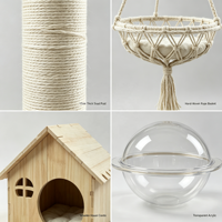 Arbre à chat classique de luxe Pettoyglobal, grand modèle, 173 cm, avec pilier d'escalade en chanvre de 17 cm de épaisseur, maison en bois massif, 4 niveaux et panier en macramé