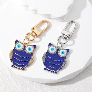 Gantungan Kunci gaya Vintage Retro, liontin mata setan berlian modis dengan Aloi minyak burung hantu logam perhiasan Retro - Product Image 1