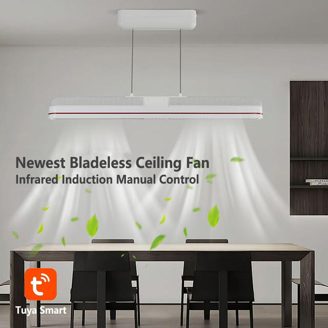 Modern Newest Manual Control Bladeless Ceiling Fan Light Smart Bladeless Fan Ceiling with Light and Remote Control