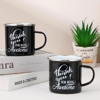 Mug à café émaillé de marque privée 12 oz en gros, écologique, réutilisable, avec couvercle, couleur et logo personnalisables, isotherme