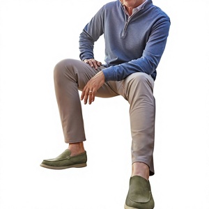 Pull en maille bleu pour homme, col montant zippé, manches longues, coupe classique, couleur unie, décontracté, pour l'automne - Product Image 6