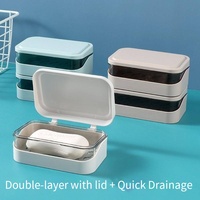 Porte-savon de luxe à double couche avec système d'ouverture et de fermeture pour la salle de bain, la toilette, le voyage, boîte de rangement