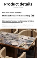 Ensemble de table 6 places en acier de qualité commerciale, personnalisable, moderne, minimaliste, pour hôtel et restaurant, avec plateau en pierre écologique