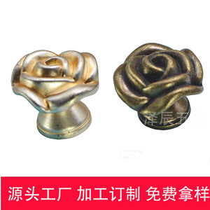 Zinc Alloy Rose Cabinet <b>Knob</b> Coffee <b>White</b> With Gold Accents Traditional Design For Cabinet <b>Doors</b> - Product Image 1