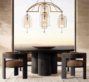 طاولة طعام مستديرة أمريكية بتصميم عتيق للأثاث، حديثة وبسيطة، مناسبة للفيلات والفنادق والمبيت والإفطار، قابلة للتخصيص - Product Image 4